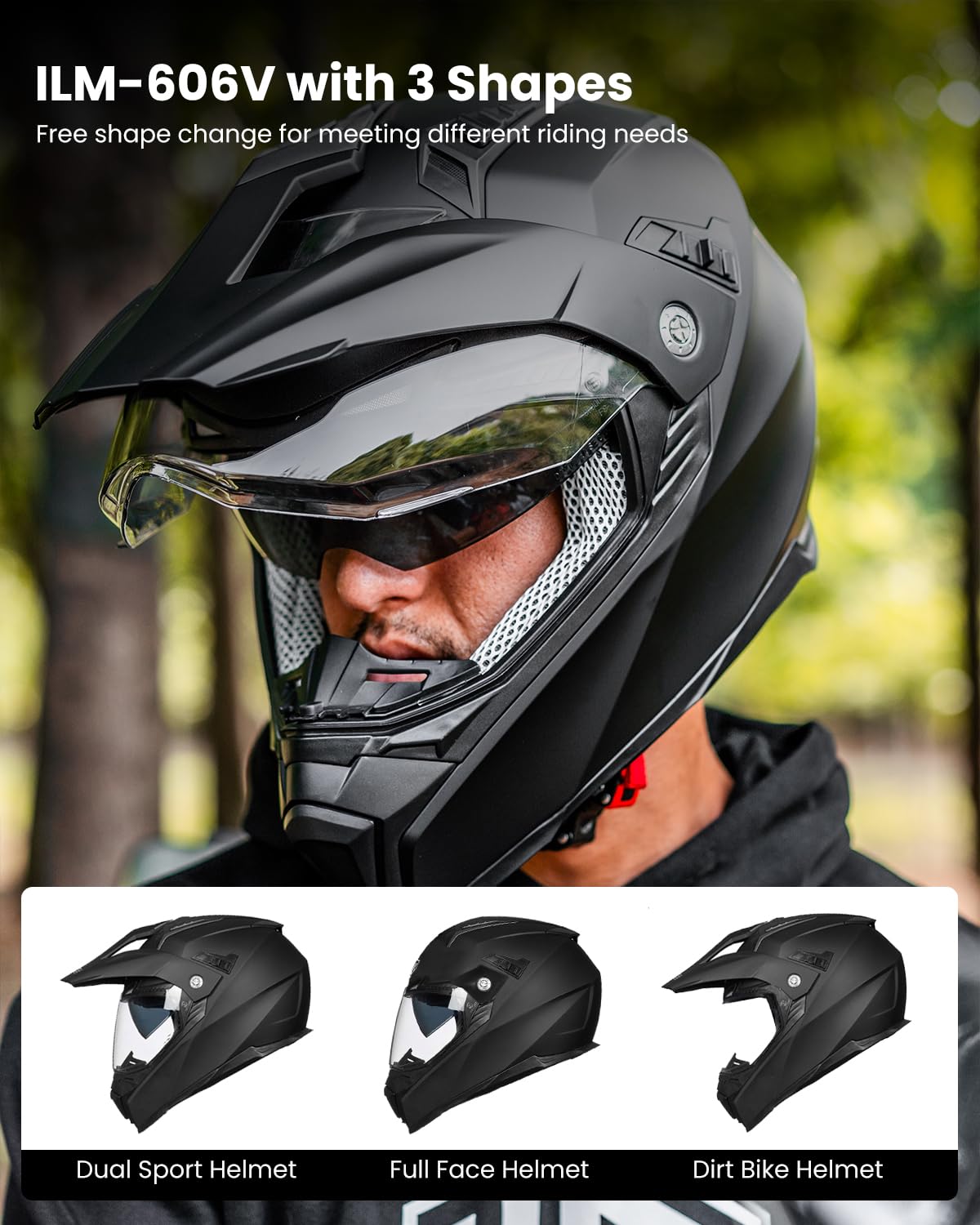 ILM Casco Moto Motocross Integrale Donna Uomo ECE22.06 Omologato Modello 606V