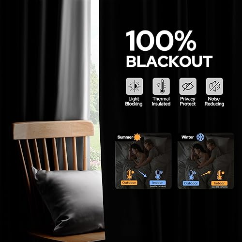 Miniatura 3 de HOMEIDEAS Cortinas de seda sintética 100% opacas, reducción de ruido blanco marfil, cortinas de oscurecimiento de habitación, cortinas de lujo para