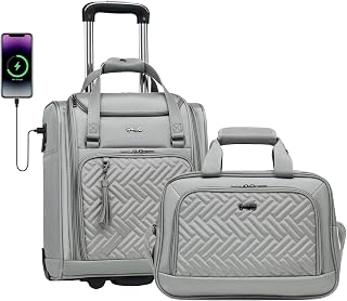 Luggage Carry On Luggage Underseat Luggage Suitcase Softside Wheeled Luggage Lightweight Rolling Travel Bag Underseater (Champagne Gray, Carry-On 16-Inch)