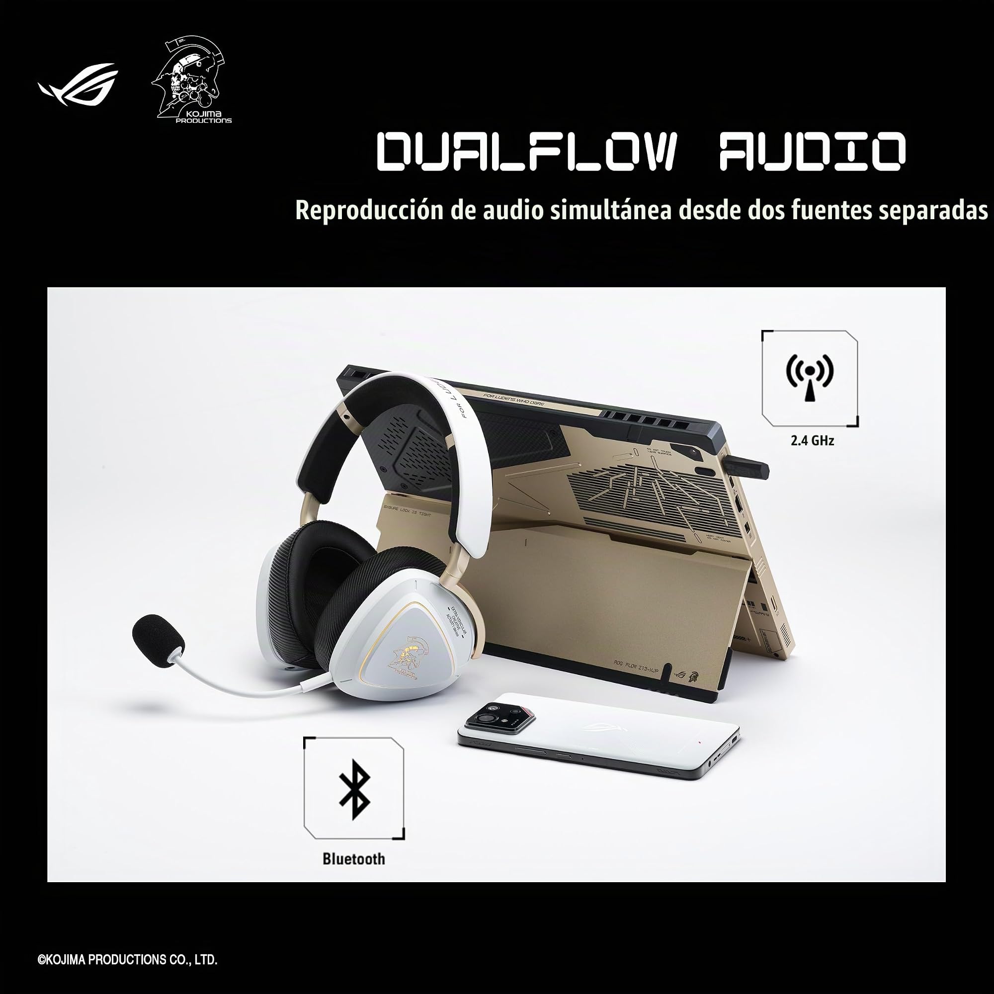 ASUS ROG Delta II-KJP Auricolare Con cavo e senza cavo A Padiglione Gaming Bluetooth Nero, Bianco (ASUS ROG DELTA II-KJP WL HEADSET)
