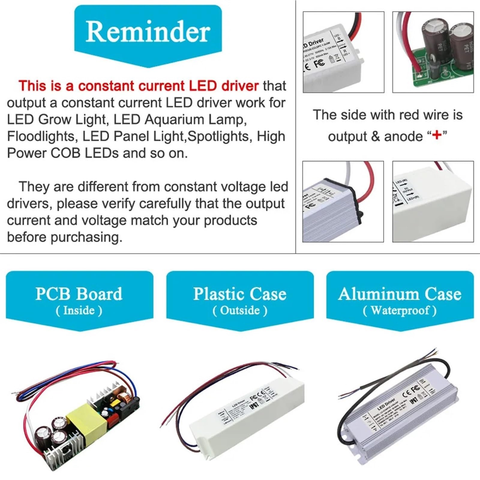 Illuminazione Driver LED Corrente costante 700 1200 2100 2400 3000 mA 40 50 60 70 Alimentatore IP67 da 80 W Watt(Plastic Case,2100mA 18-39V)