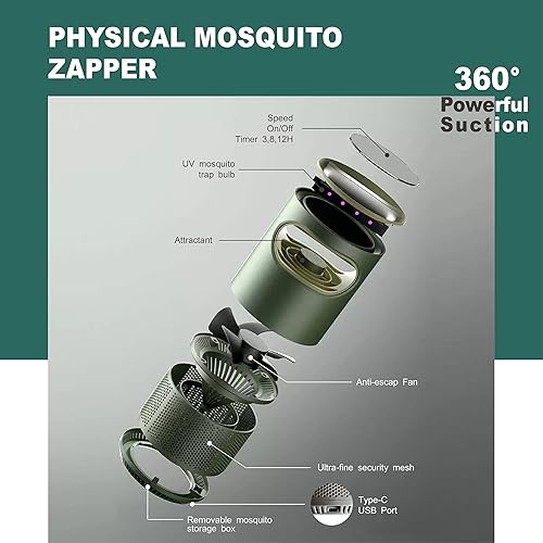 Miniatura 3 de VOLTORB Trampa para insectos para interiores, trampa atractante de insectos, potente luz exterminadora de insectos, alimentada por USB, repelente de
