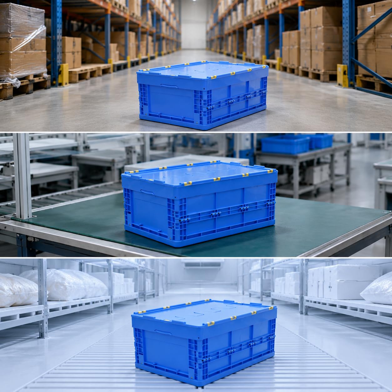 Caisse Stockage Pliable PP, 600-260 avec couvercle