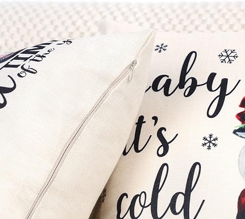 Miniatura 2 de 4TH Emotion Juego de 4 fundas de almohada de Navidad de 18 x 18 pulgadas, decoración navideña de granja, cuadros rojos y negros, decoración de