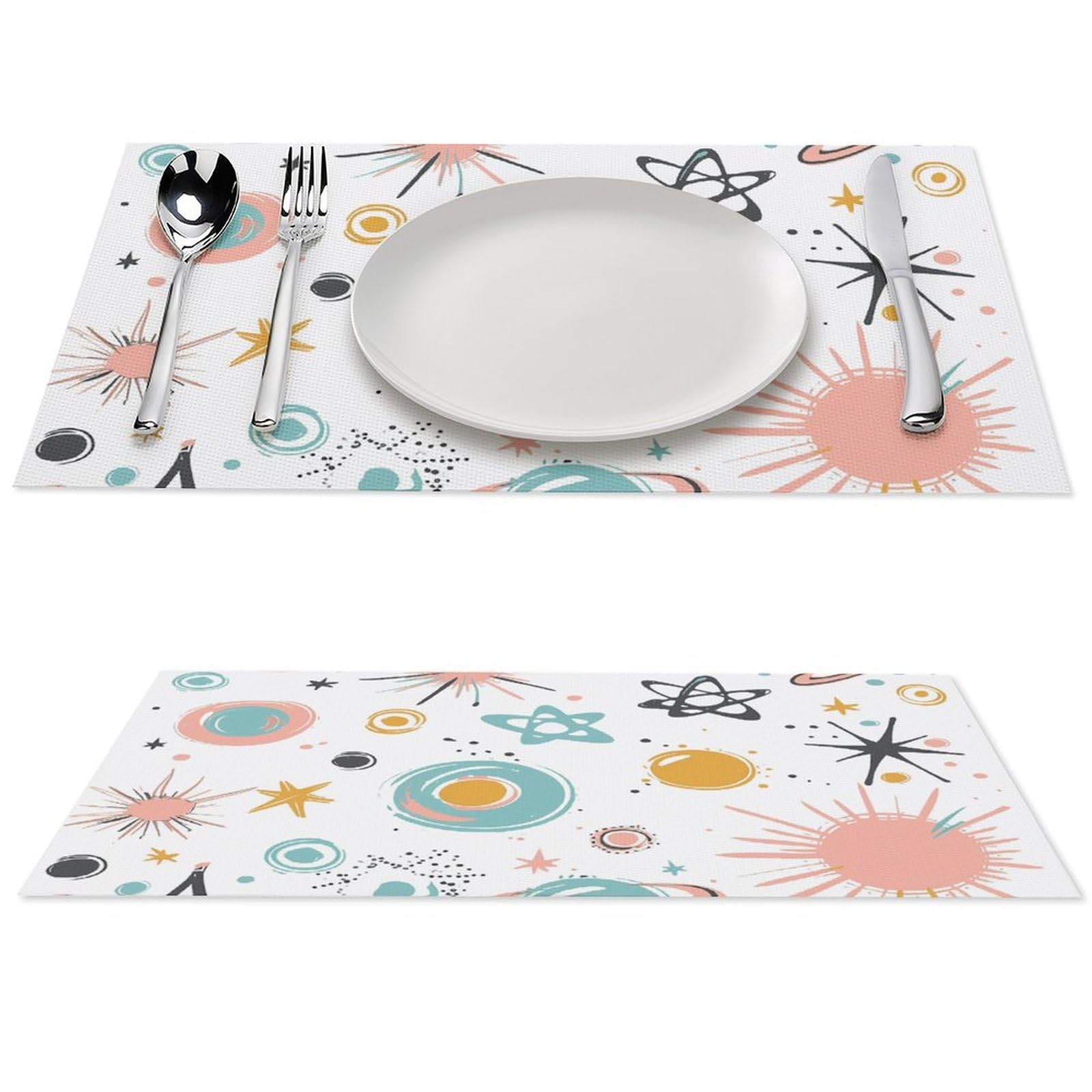 Sets de table antidérapants et lavables en PVC résistant à la chaleur, lot de 6 rétro