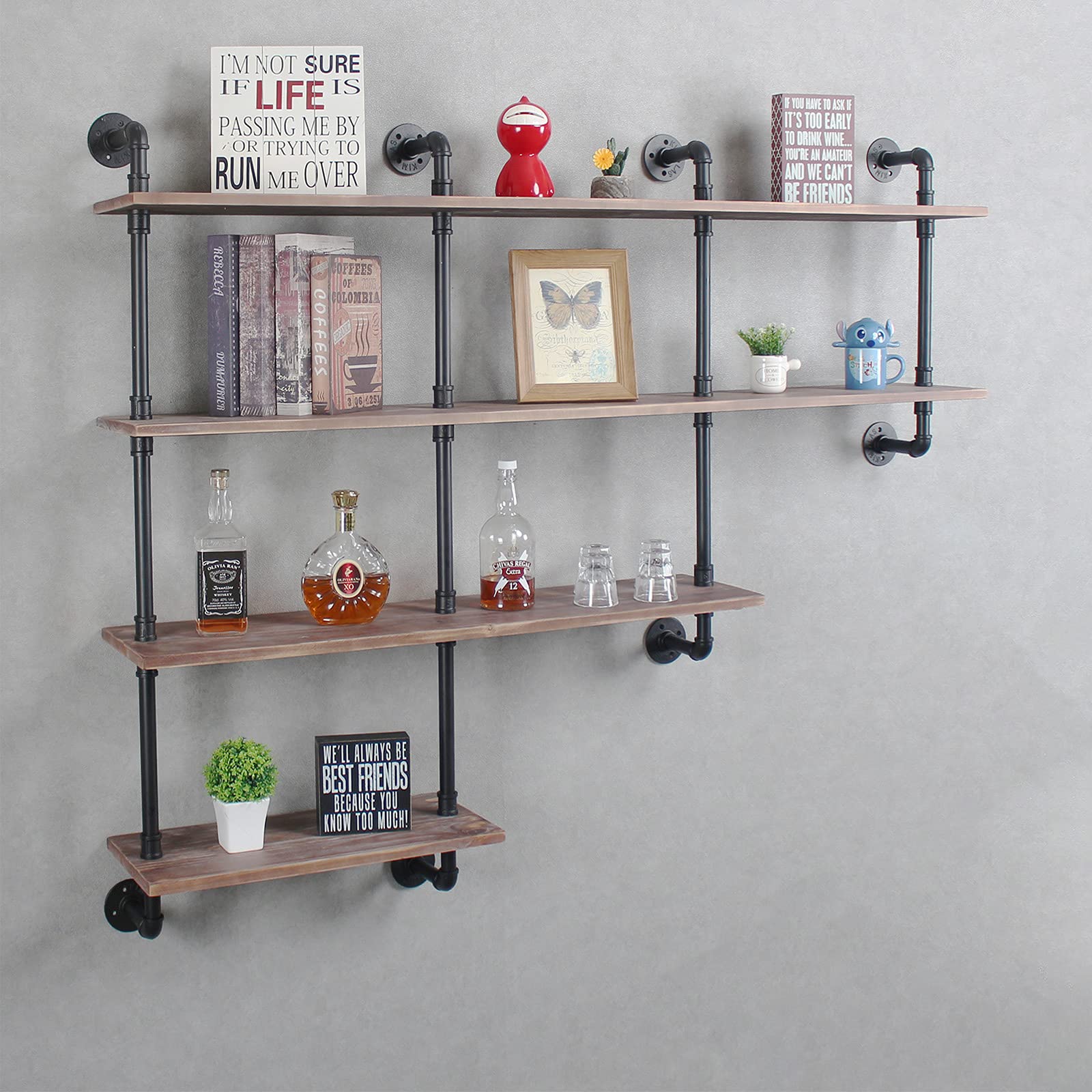 Buy MBQQ 4Tiers 63inch Industrial Pipe Shelving,Rustic Wooden&Metal