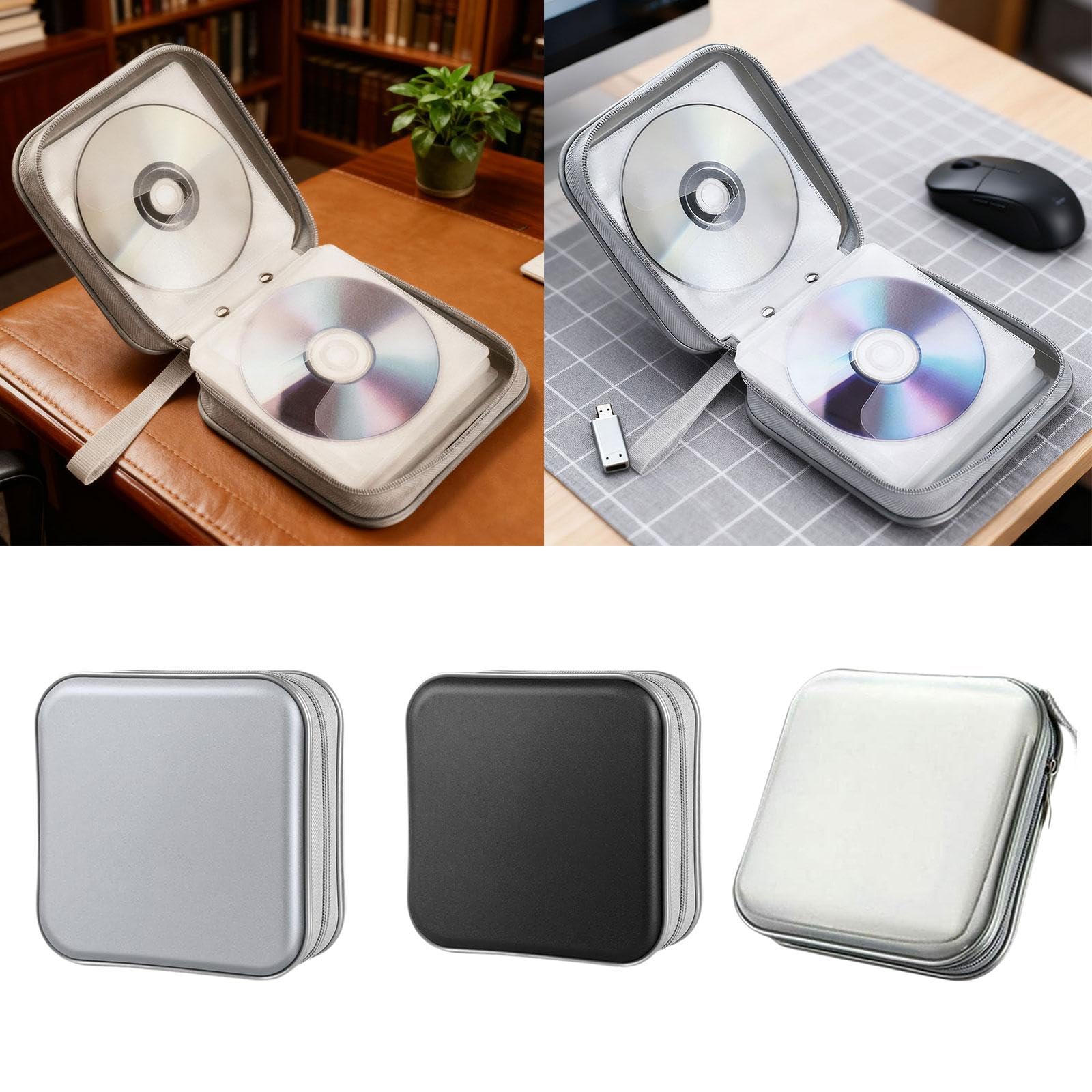 CALANDIS Cd Case Hard Zipper Household 40 Capacity Cd Case Holder For Travel Home Car Gray | | |-picture-40