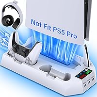 Vista 1 de PS5 PS5 Slim Stand and Cooling Station with Dual Controller Charging Station for PlayStation 5 Console, PS5 Accessories Incl. Controller Charger