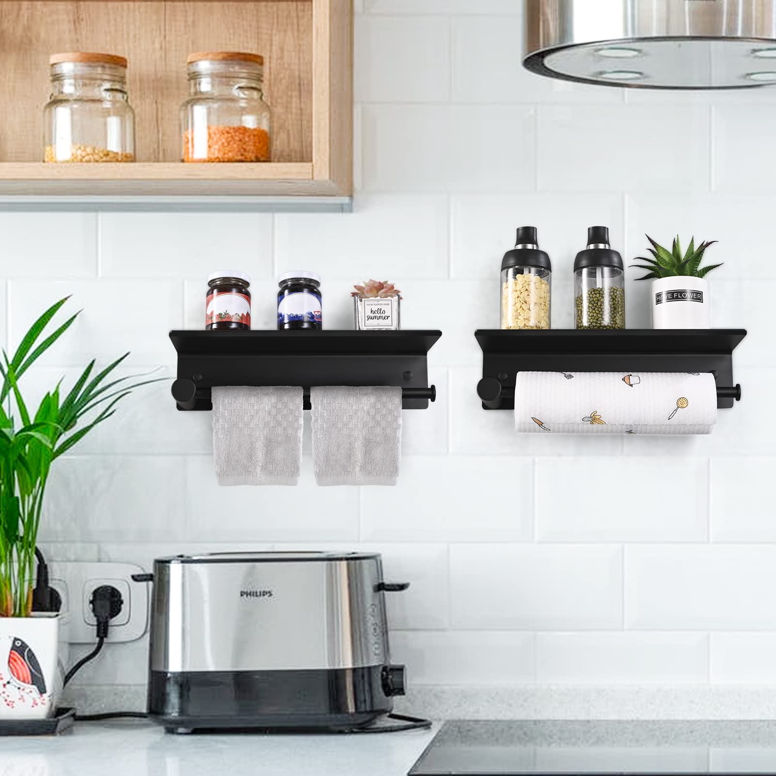 VonBueren Portarotolo Da Cucina | Senza Foratura | Montaggio Sotto Mobile O A Parete | Nero | Organizzatore Carta - Foto 5