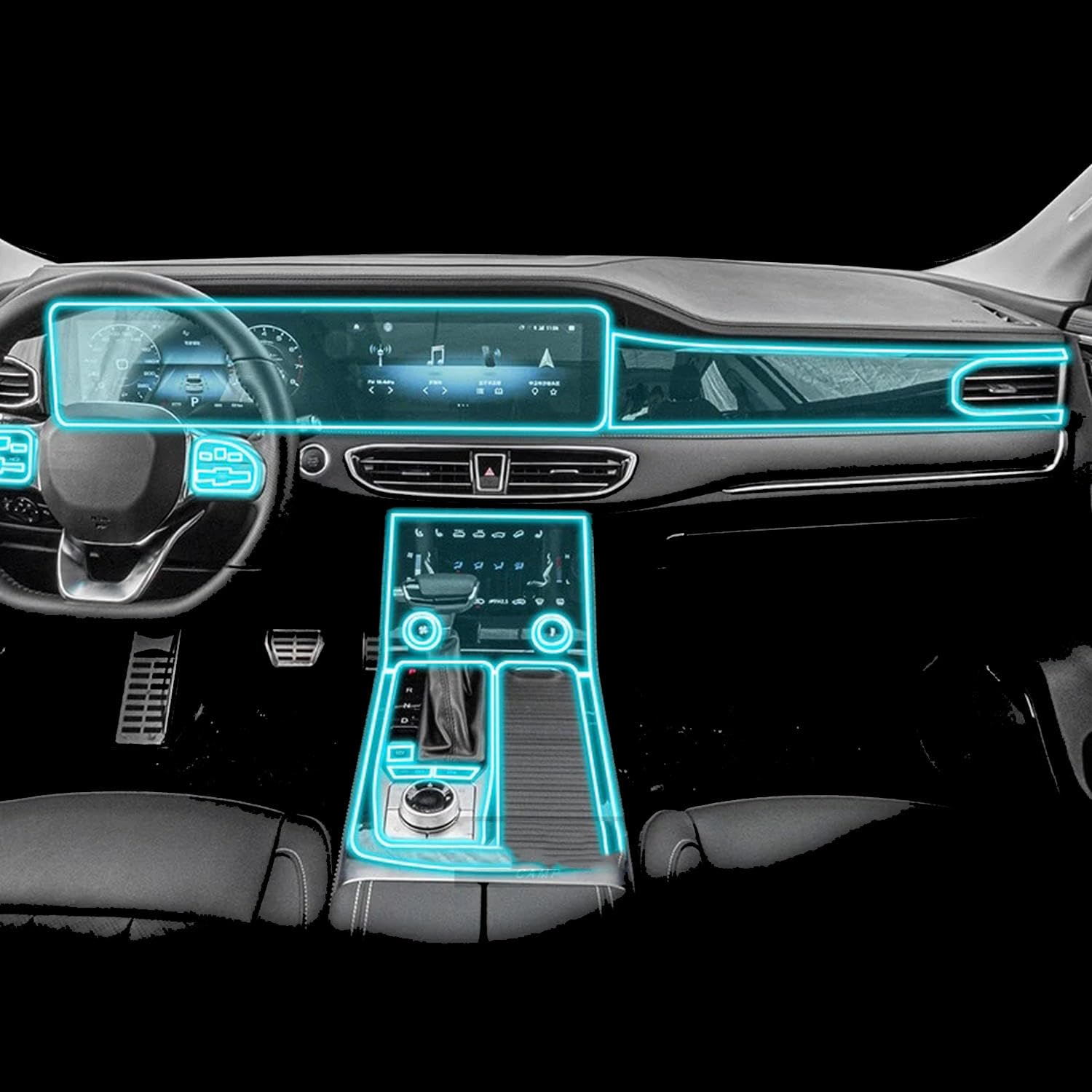 Protection TPU haut de gamme pour intérieur Jetour X90 2020-2023 - Écrans et console