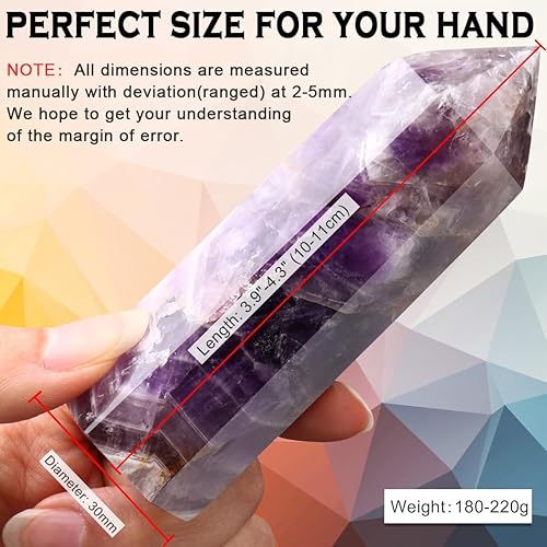 Miniatura 2 de CASMON Varita de cristal de 3.2 a 3.5 pulgadas, torre de cristal curativo, piedra natural de cuarzo natural de 6 puntas pulidas con caja de regalo