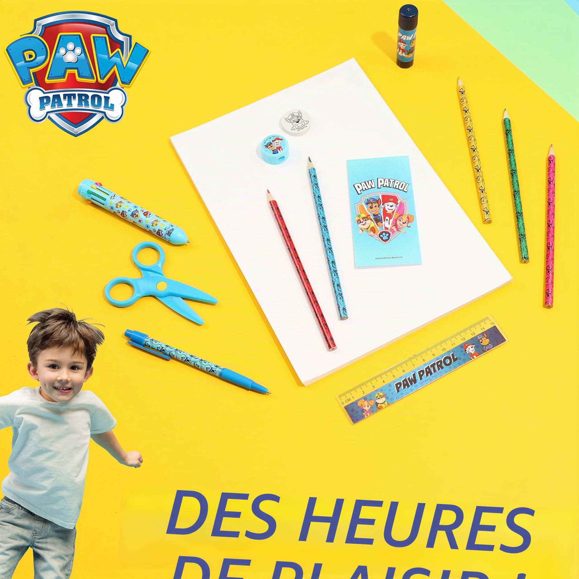Paw Patrol Trousse Scolaire Garcon Fille, Trousses pour Enfants avec Fournitures Scolaires Crayon de Couleurs Stylo, Kit Papeterie, Cadeau Enfant