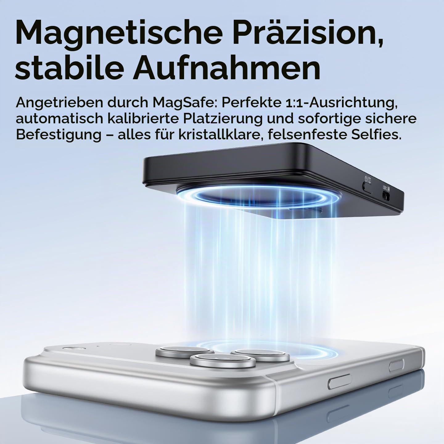 ULANZI VM1 Magnetischer Handy Selfie Monitor 3,97" IPS, 4K 60FPS Vlog Bildschirm, Magsafe Plug & Play, 3-Helligkeitsstufen, USB-C 60W für iPhone 17-15 Android Rückkamera, Live Streaming TikTok YouTube