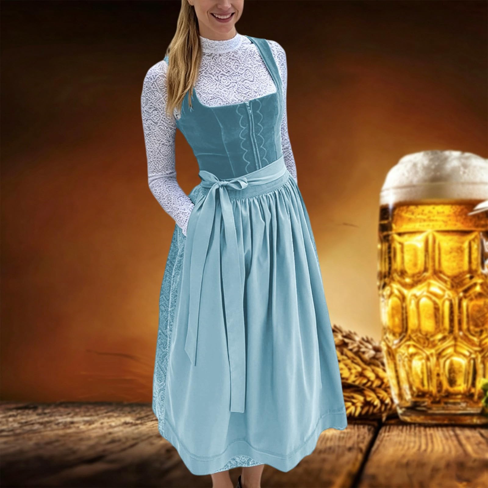 Dirndlschürze Damen Bayrische Tracht Einfärbig Dirndlrock Baumwolle Faltenrock Bequeme Oversize Dirndl-Schürze Glitzer Schürtze Übergröße Festlichkeiten Spitzenschürze Grosse Grössen Dirndlschürzen