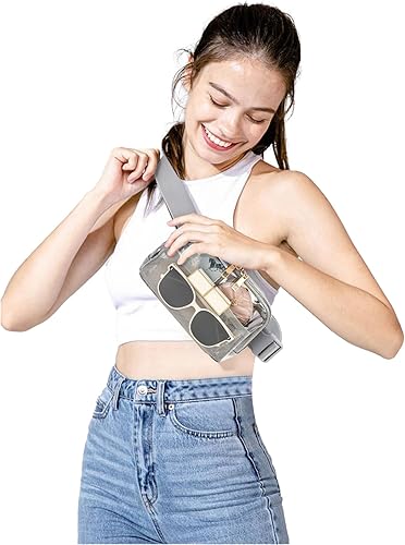 Miniatura 2 de Riñonera transparente aprobada por estadios para mujeres y hombres con correa ajustable, resistente al agua, bolsa transparente para viajes,