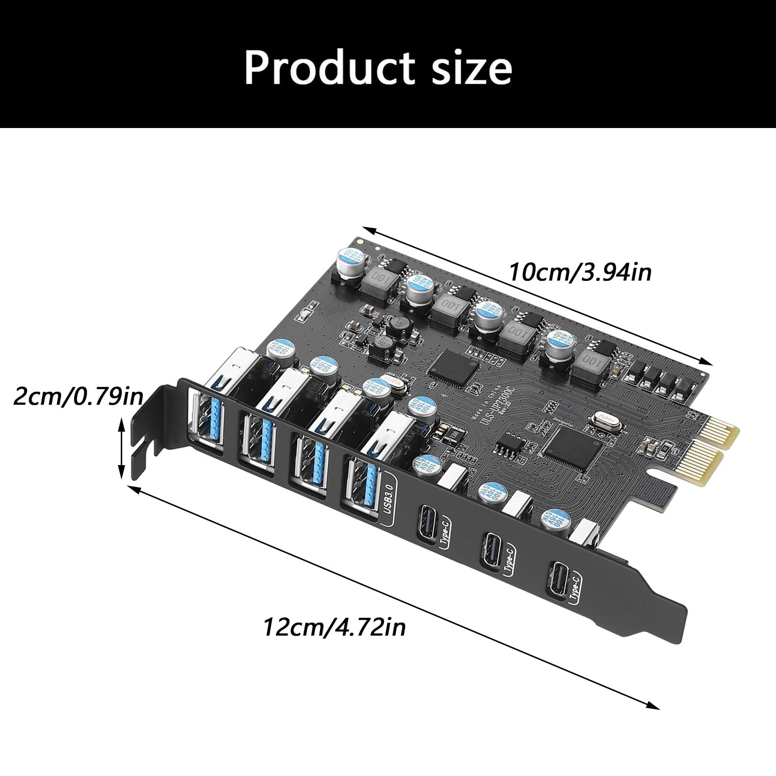 Carte PCIe USB 3.1 en métal offrant 4 A et 3 ports de type C Vitesse 20 Gbit/s pour une transmission de données haute performance PCIe vers adaptateur