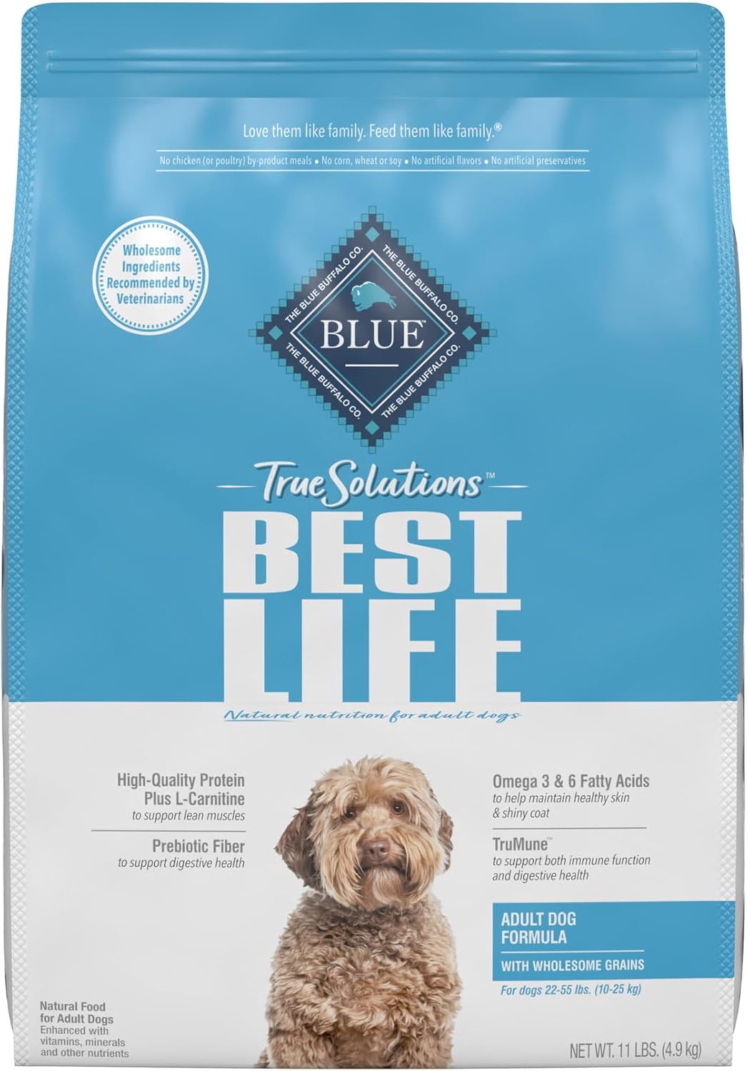 Blue Buffalo True Solutions Best Life - Alimento seco natural para perros adultos de raza media, pollo, 11 libras