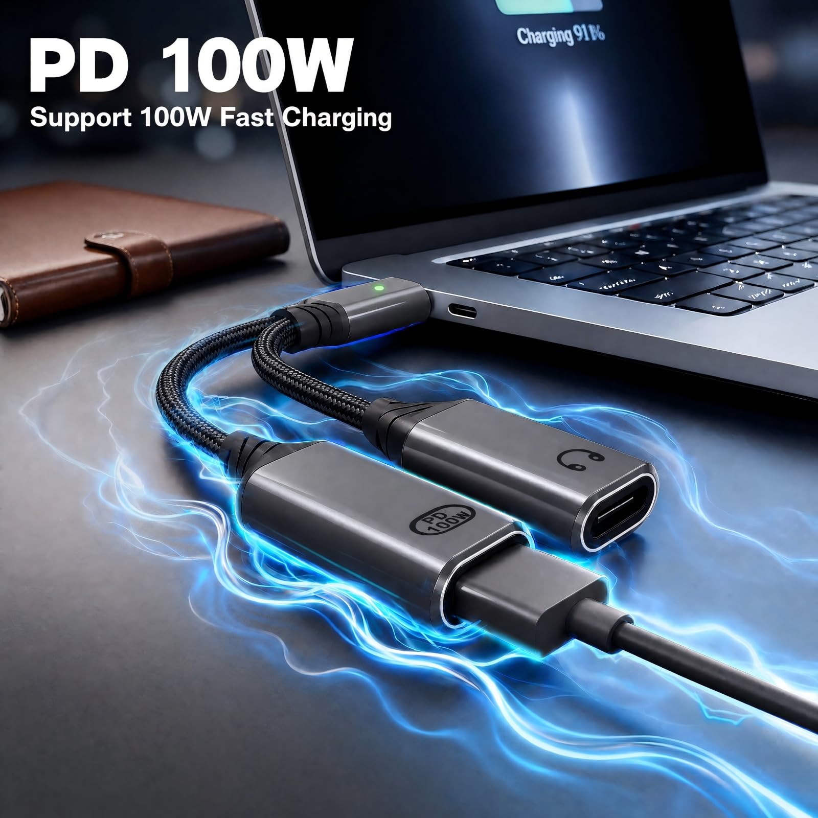 Adapter słuchawkowy USB-C rozdzielacz USB-C typu Y 2 w 1 adapterem audio szybkim ładowaniem 100W laptopa tabletu smartfona – Szary