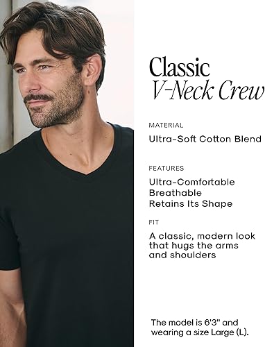 Miniatura 8 de True Classic Camisetas con cuello en V para hombre, camisas de algodón con cuello en V para hombre, camisetas y camisetas para hombre