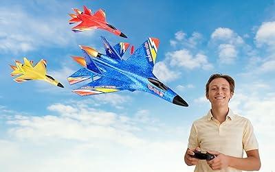 Aketoy Remote Control Airplane Easy to Fly Ultra Long Range RC Glider for Kids & Beginners with LEDs (Blue)