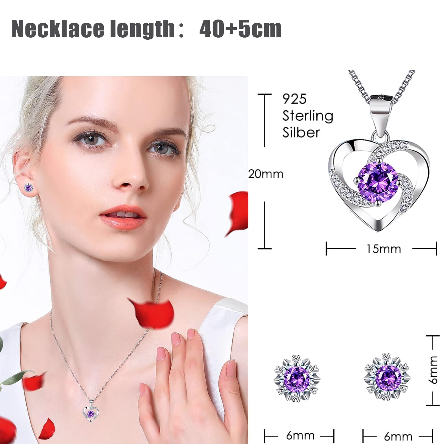 FIEKCOR Orecchini in argento sterling 925 eterno amore con elegante confezione regalo, convencional, Argento