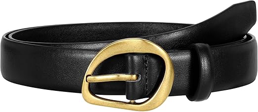 JASGOOD Leather Belts for Women Casual Fashion Waist Belt with Gold Buckle Ladies for Jeans Pants Dresses