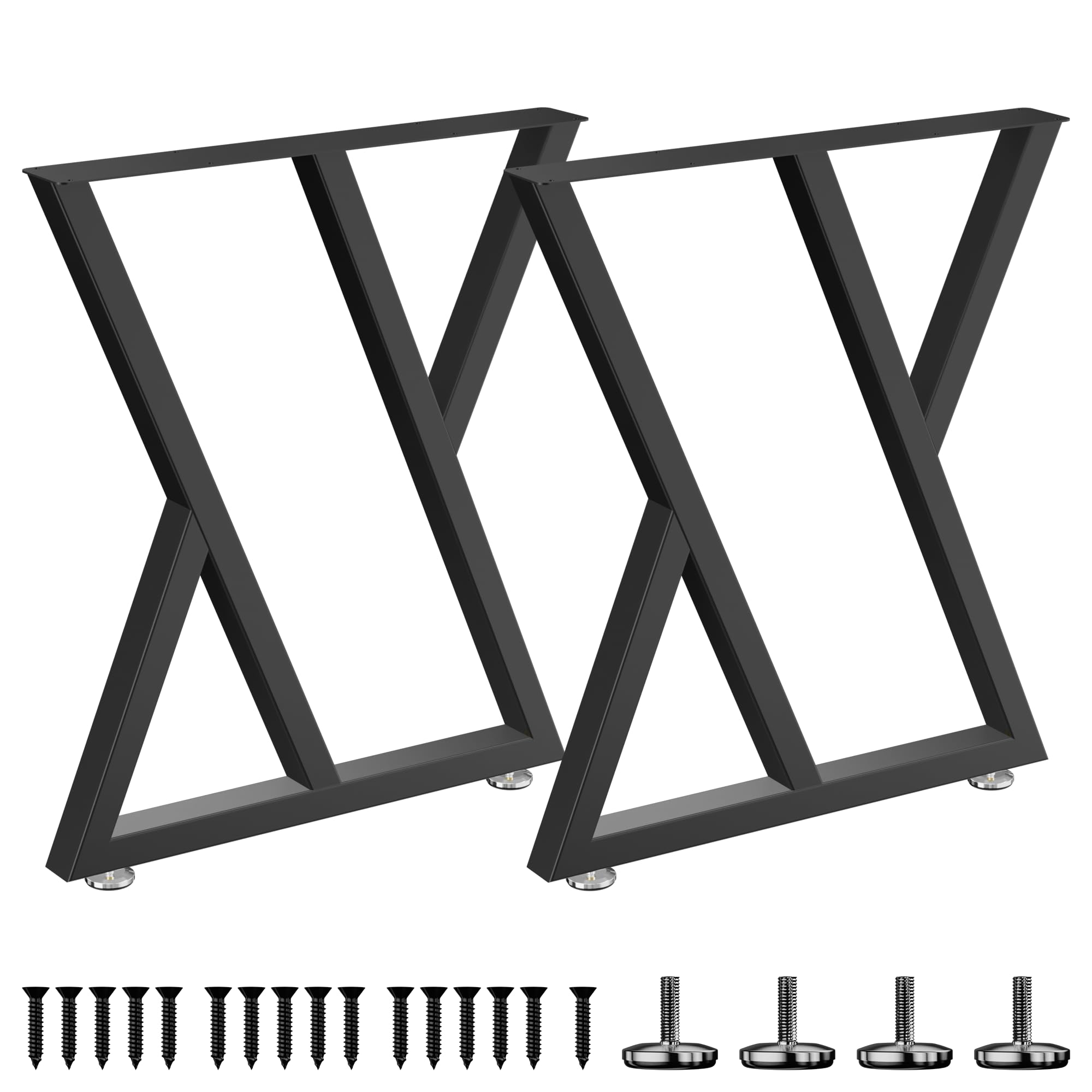 Tischbeine Metall Schwarz, 70 x 61cm, Schreibtisch Rahmen, DIY möbelfüße, Tischbeine 70cm Schwarz Quadratische Form, 2 Stück