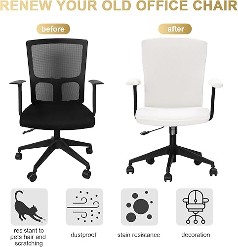 Miniatura 3 de Tallew Juego de 4 fundas para sillas de oficina, fundas protectoras universales para sillas de computadora, fundas elásticas para reposabrazos de