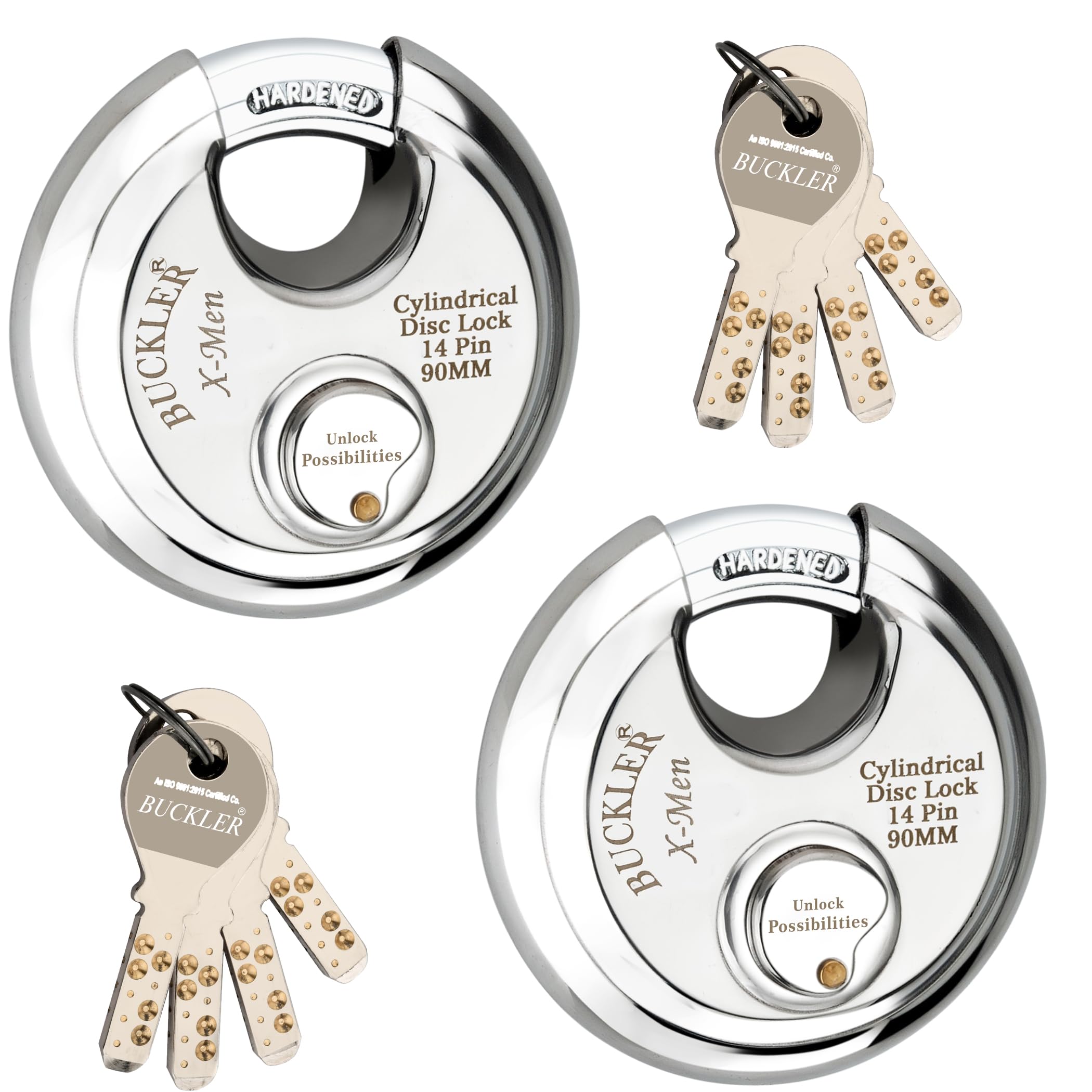 BUCKLER Stainless Steel Shutter Lock for Main Gate, Door Lock, Shop Shutter, Trucks High-Security with Weather-Resistant Design, 90MM-14 Pin Lock (90MM-Disc Lock-2 Pieces)-image-5