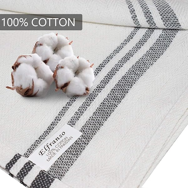 Elfranso Cotton Kitchen Tea Towels - Pack of 5, Absorbent, 70 x 50 cm (Grey) - 4