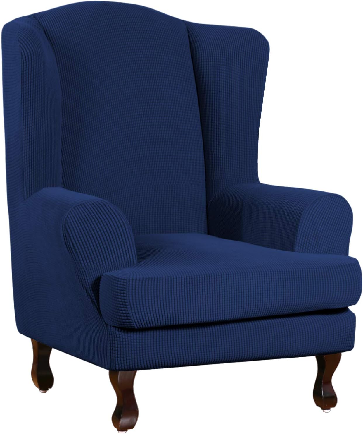 Turquoize Wingback Armchair Chair Slipcovers Spandex Jacquard Sofa Covers Stretch Wing Chair Slipcover 2-Piece Spandex Fabric Wing Back Wingback Armchair Chair Slipcovers(Wing Chair,Navy)