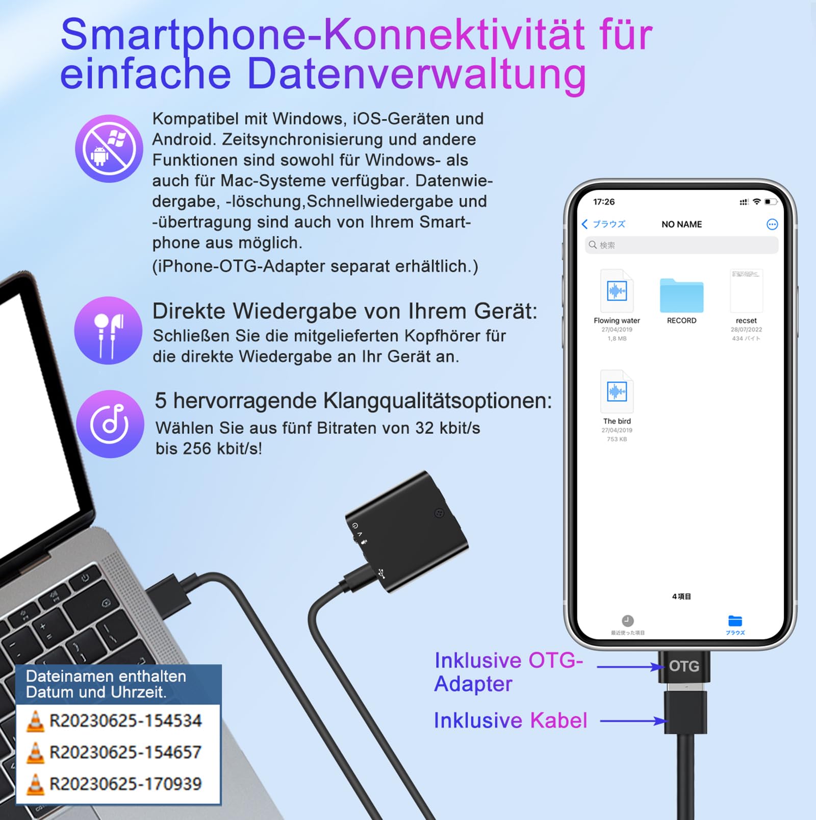 Mini dittafono con magnete integrato, ultra sottile solo 0,95 cm, attivazione vocale e riduzione del rumore DSP, registrazione one-touch, registratore portatile per riunioni, interviste