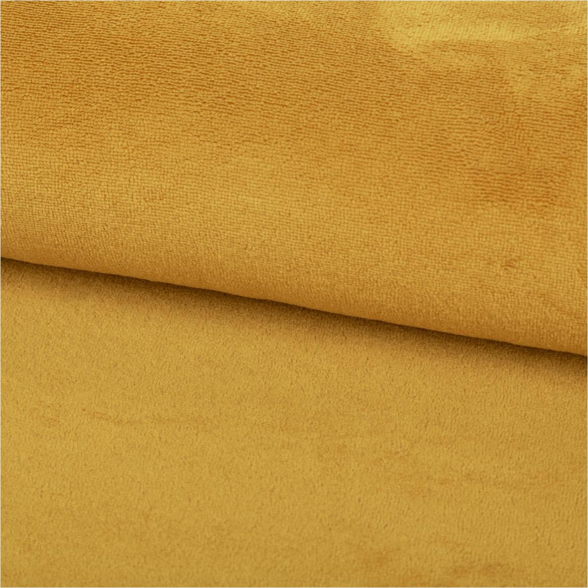 Bamboo Fleece with Cotton Plain Ochre Yellow 1.45 m Wide Fabric Sold by the Metre Ideal for Clothes, Sweaters and Blankets (145 cm Width)