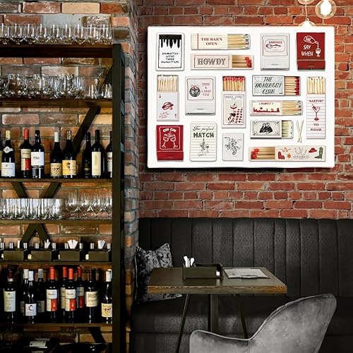 Miniatura 3 de Preppy - Arte de pared vintage con impresión de caja de cerillas, póster de carrito de bar, póster horizontal para coincidencias, retro, cóctel,