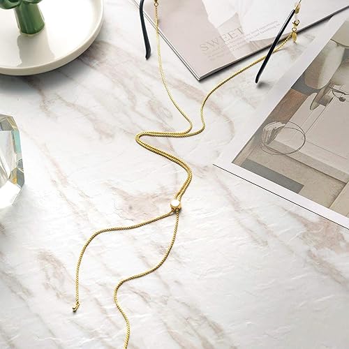 Miniatura 3 de AllenCOCO Cadena para gafas, correa para lentes de sol para mujer, cadena de oro de 14 quilates, soporte para lentes alrededor del cuello