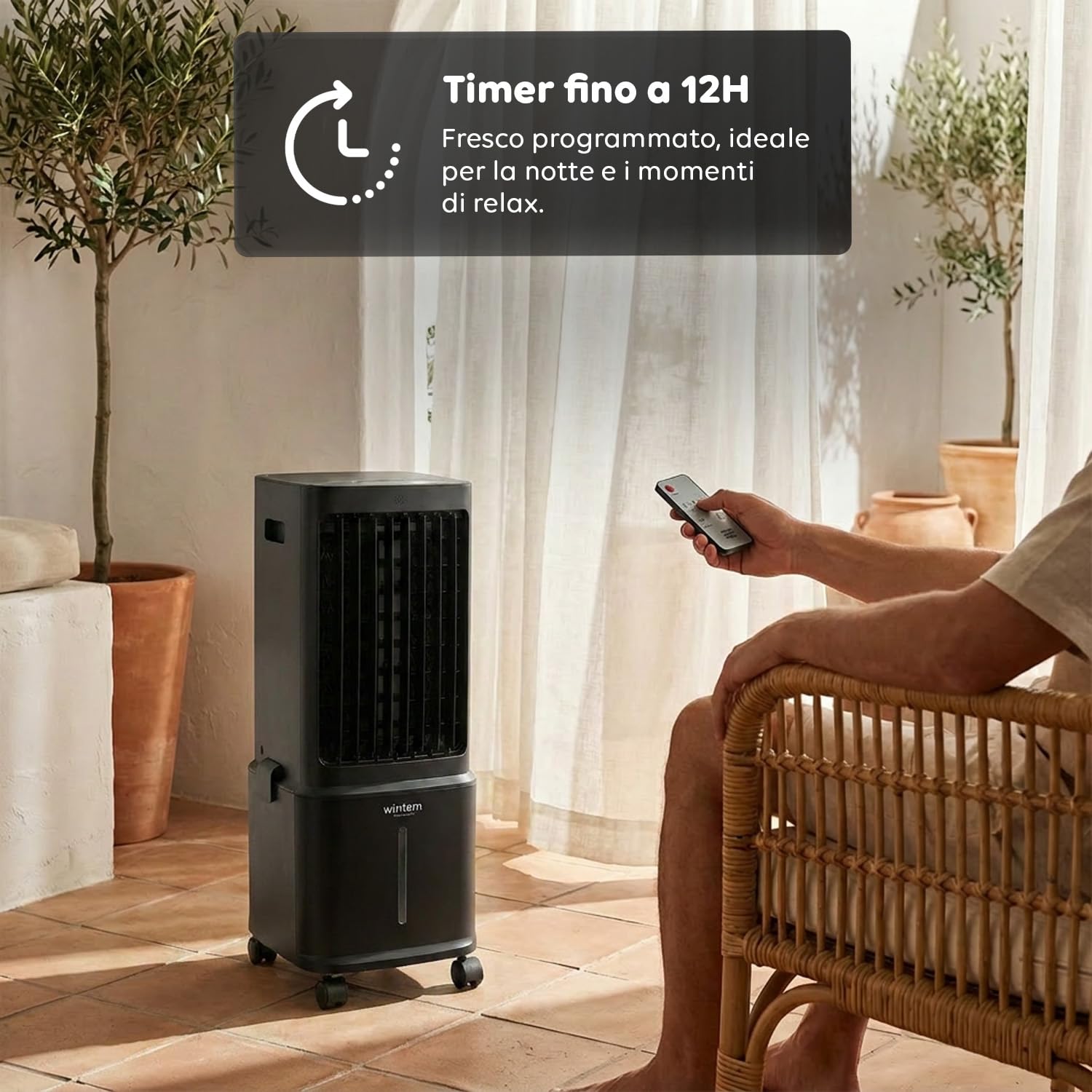 Avilia - Raffrescatore Portatile Senza Tubo Evaporativo 8,5L – Telecomando, Timer 7h, 3 Vel. | Raffrescatore d'Aria e Umidificatore 80W, Display LED Touch, 4 Ruote, <65dB, 26,5×27,8×58,5