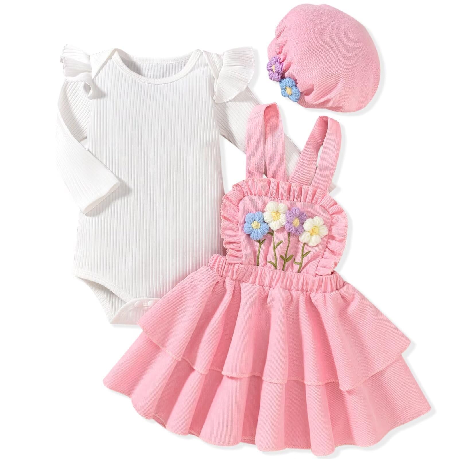 UnutiyloToddler Baby Girl Clothes Fall Winter Ruffle Newborn Outfit Long Sleeve Baby Romper Overall Skirt Dress