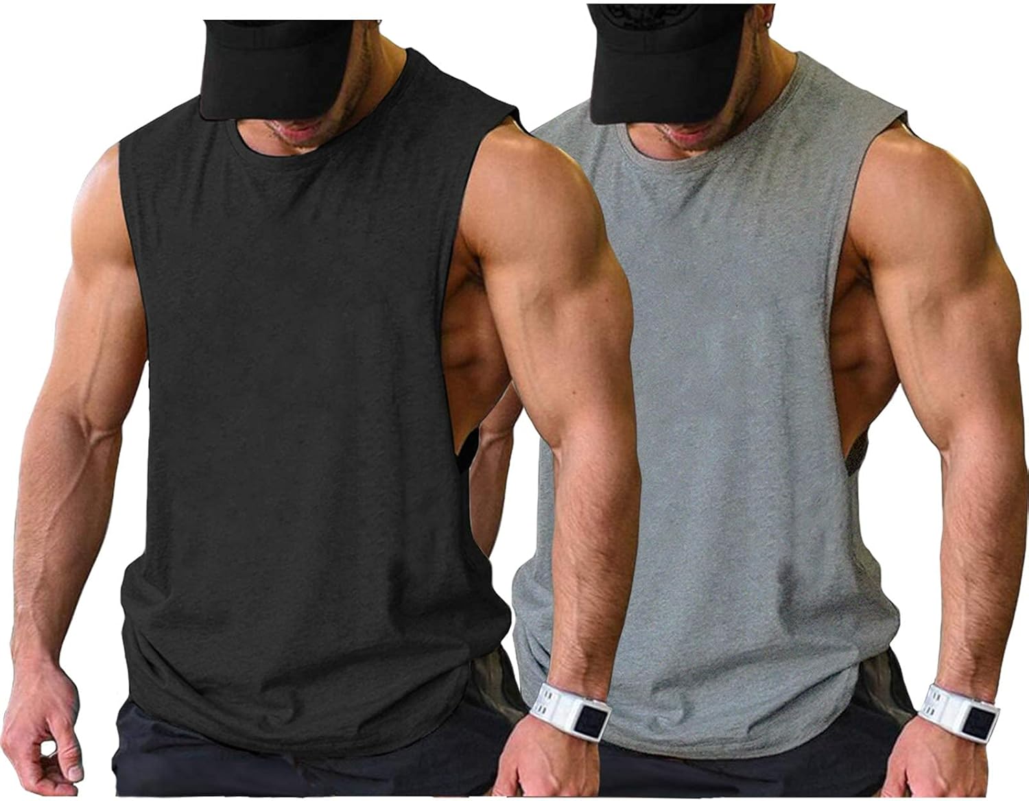 COOFANDY Men Workout Tank Top 2 Pack Gym Bodybuilding Sleeveless Muscle T Shirts