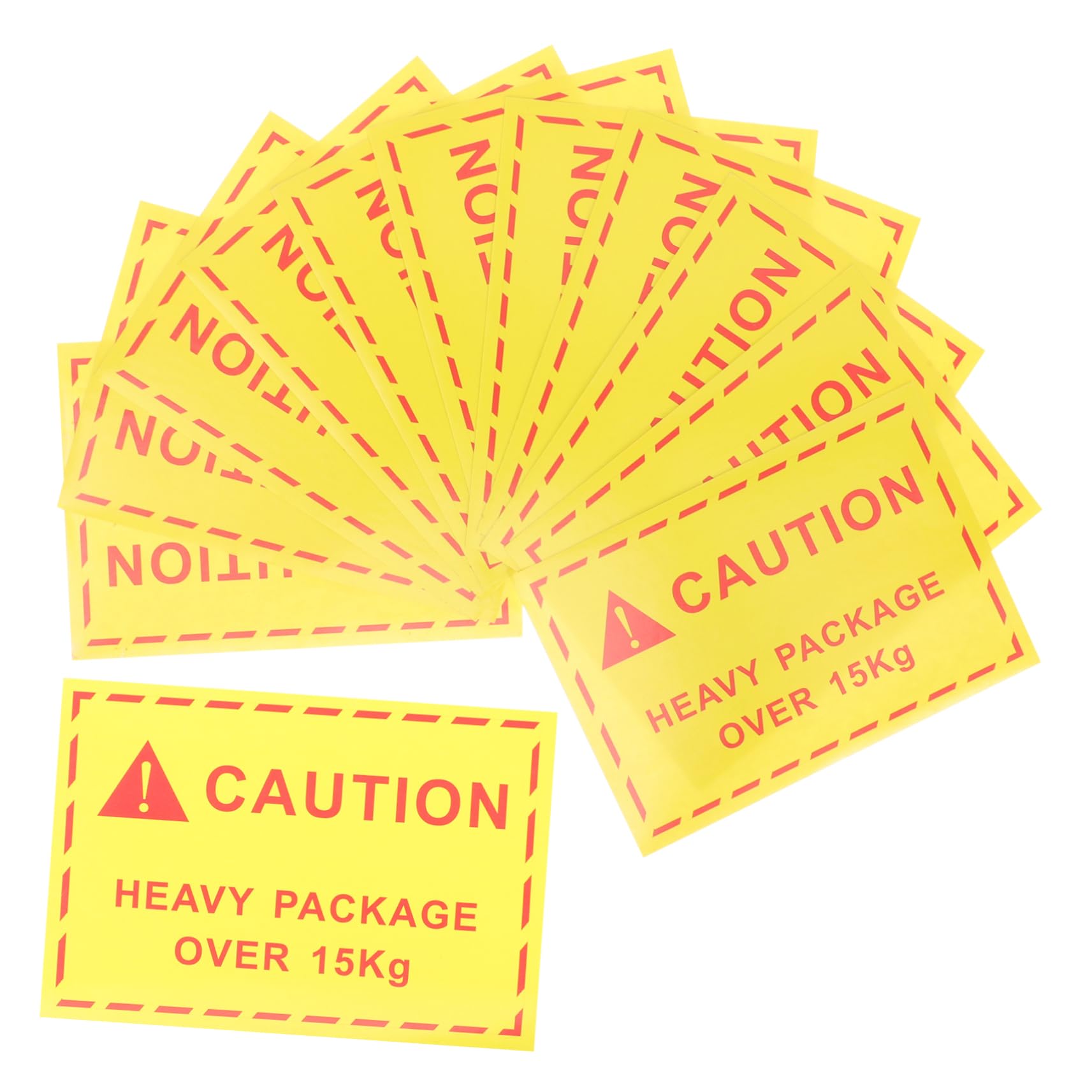 VOSAREA 100Pcs Heavy Objects Caution Sign Shipping Labels Adhesive Warning Stickers for Packages Over High Visibility Logistics Tags for Shipping Industry and Warehousing