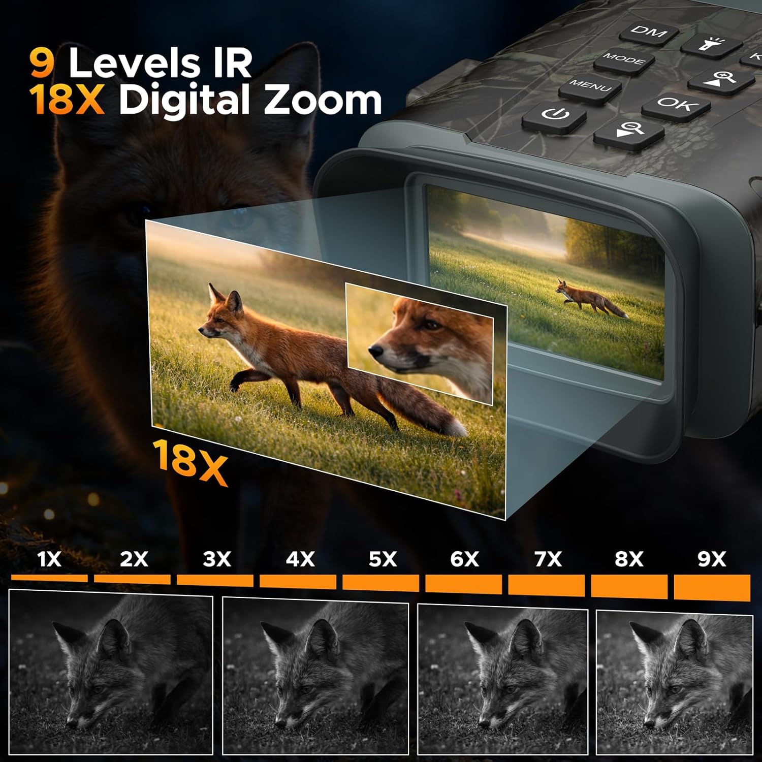 Night Vision Binoculars - Night Vision Goggles with Rangefinder, 4K Video, 48MP Photo, 1968ft Night Vision, 1200Yd Laser Range Finder, 5000mAh Rechargeable Digital Infrared Binoculars for Hunting