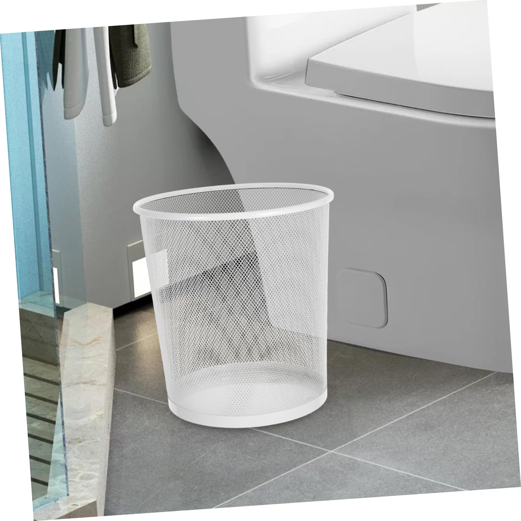 Cestino per Rifiuti in Ferro Grande Apertura Design Elegante Semplice per Ufficio e Casa Capacità Ampia Colore Bianco