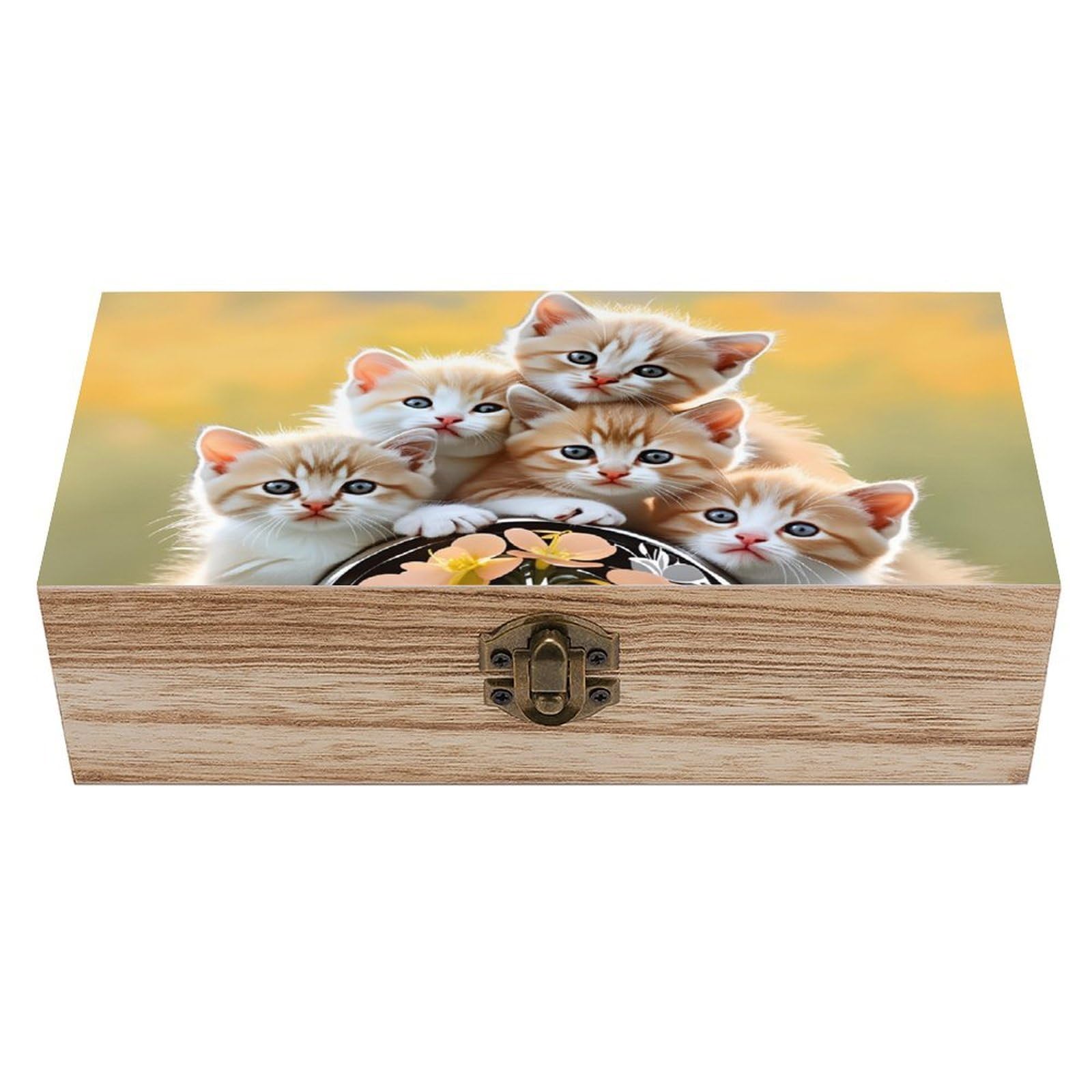 asbwuo Cute Cats Vintage Wooden Keepsake Box