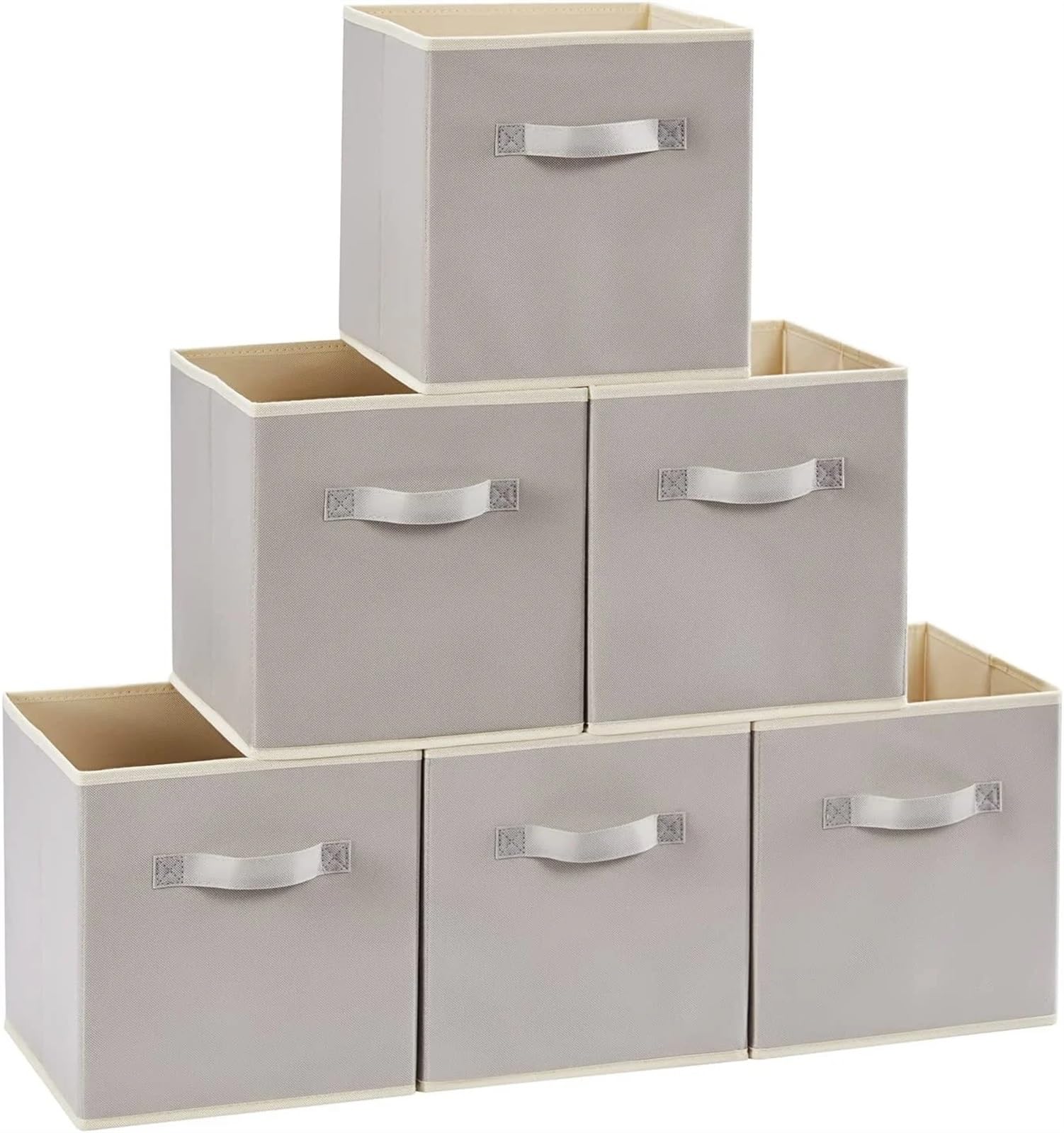 EWUHYFP Collapsible Storage Box 6PCS Collapsible Storage Cubes 11 Inch Foldable Fabric Bins Organizers Decorative Organizing Baskets(Light Gray Medium)