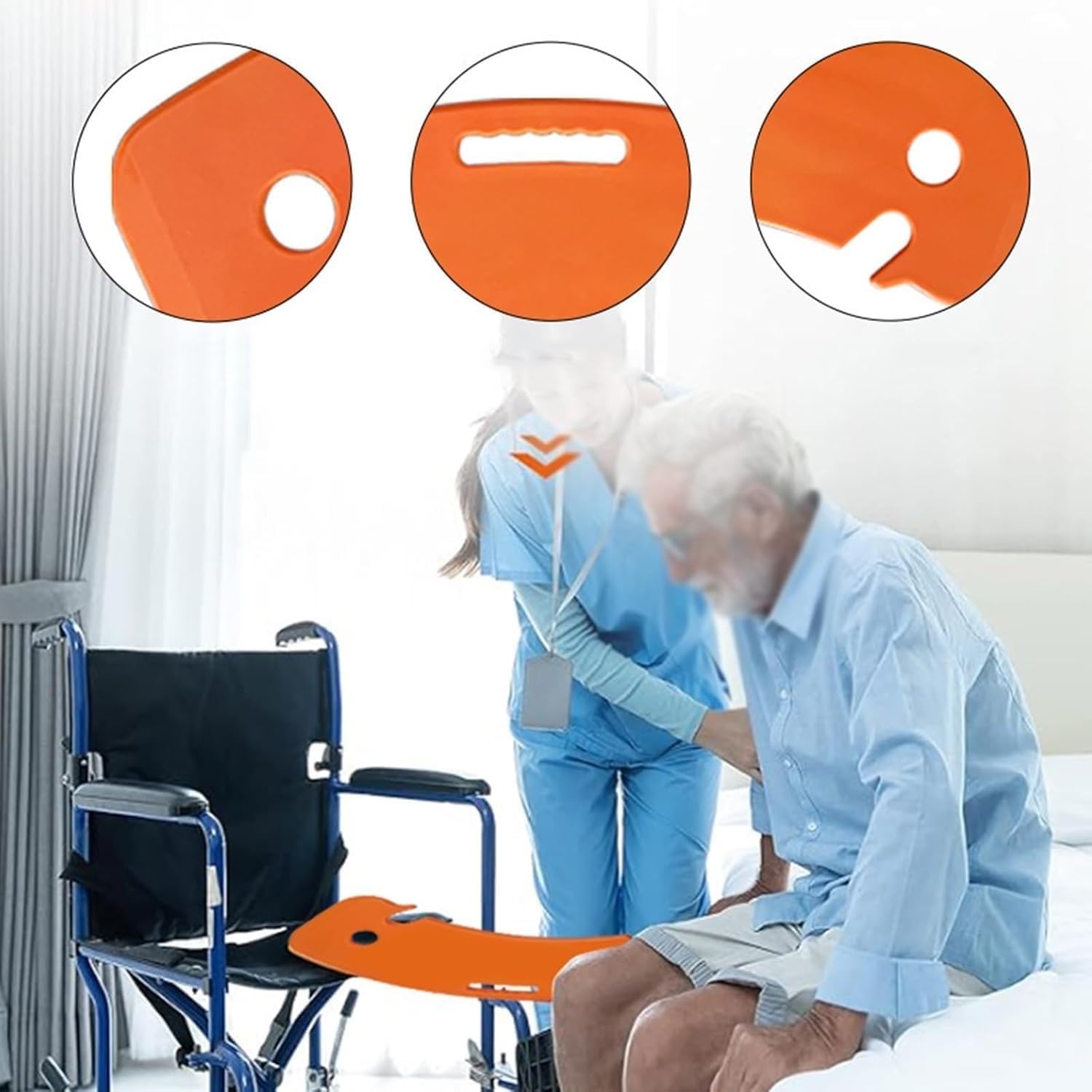 Tabla de transferencia for pacientes o personas mayores, tabla de transferencia deslizante, dispositivo de asistencia de deslizamiento for silla de ruedas a cama, inodoro, bañera(Orange)
