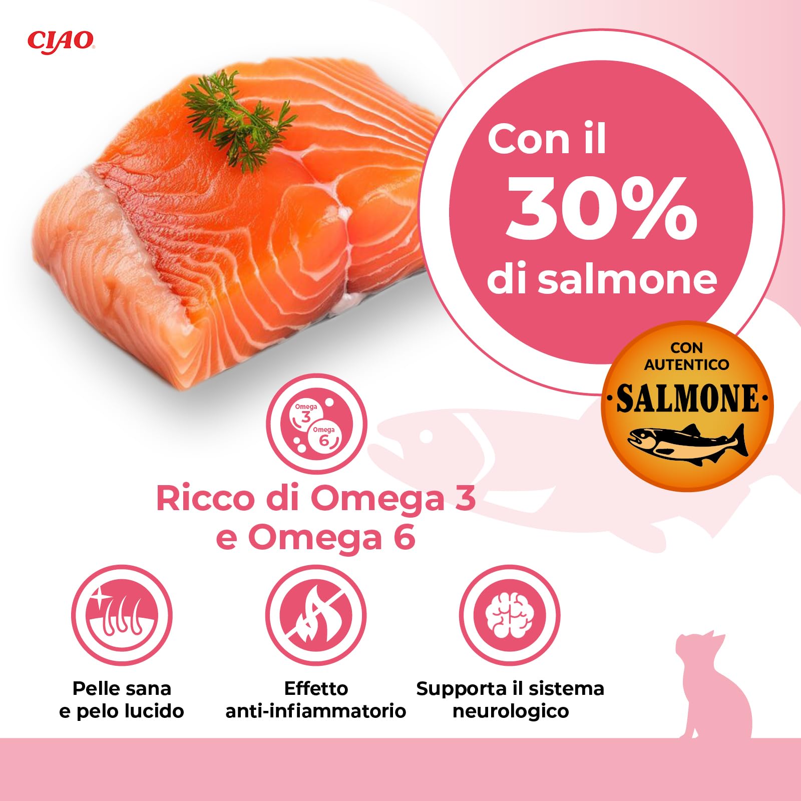 INABA Churu Salmon Variety Pack, Snack Cremosi per Gatti in Morbido Purè da Dare a Mano, Ricette con Salmone, Tonno, Pollo e Capesante, Ingredienti di Alta Qualità, Ricchi di Umidità, 60 stick da 14g