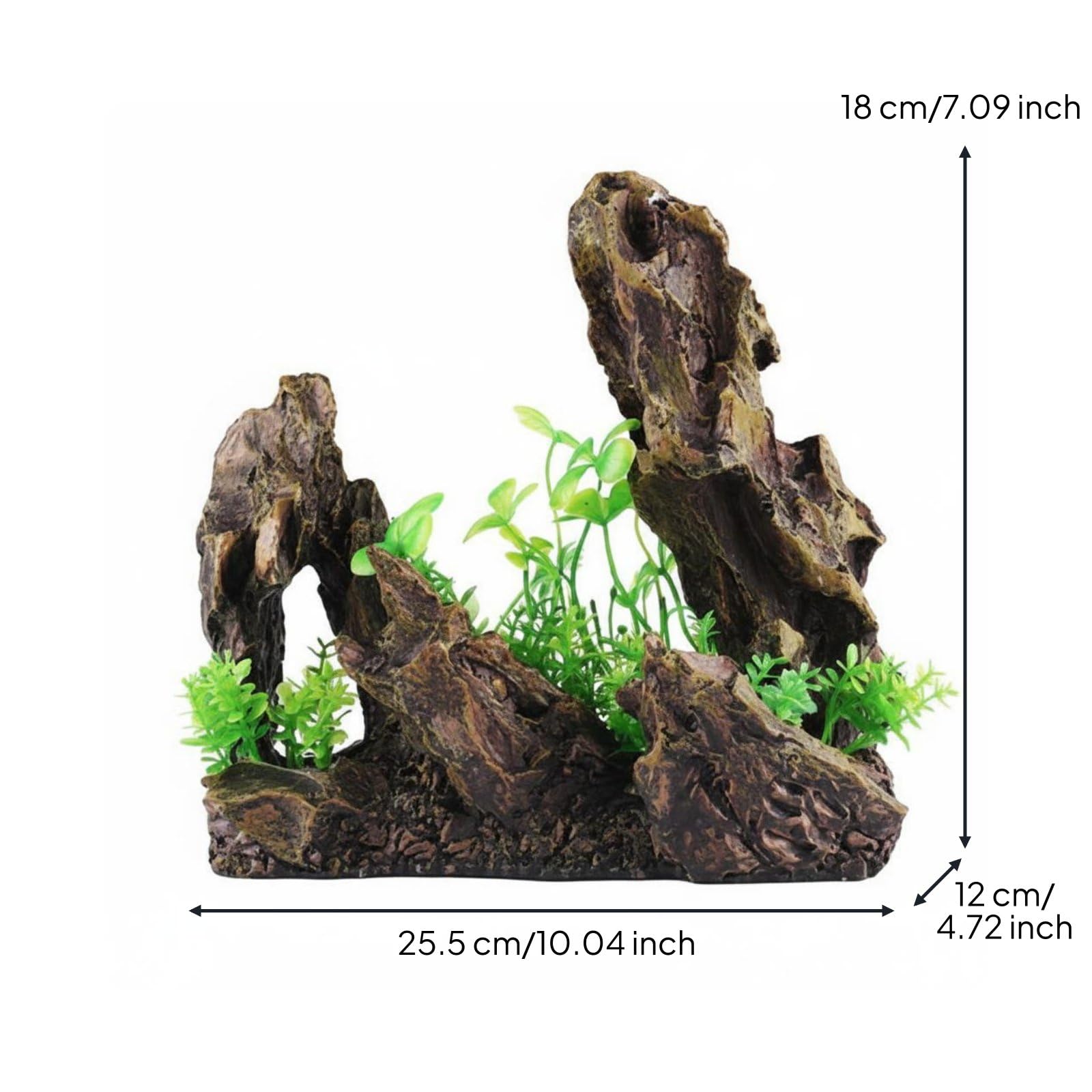 Natursteinoptik Höhle Vielseitige Gestaltung Becken-Deko Steingebirge Harzmaterial Aquarium-Höhle Natursteinoptik für Fischbecken, Felsformation Mit Pflanzen, ZJ-19