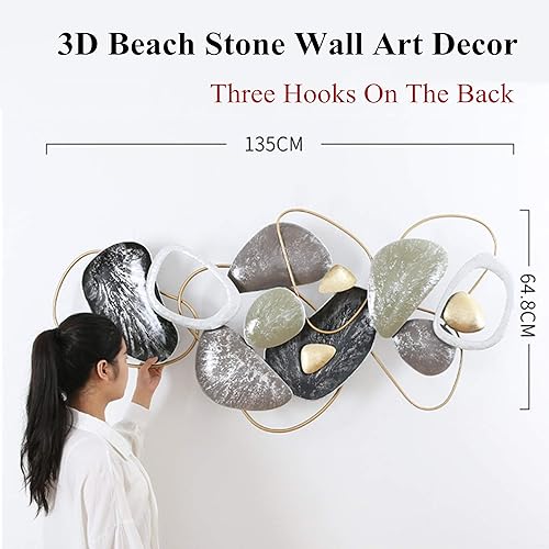 Miniatura 2 de Decoración de pared de metal con fondo 3D piedras zen apiladas grandes de varias capas decoración de pared hecha a mano decoración de pared colgante