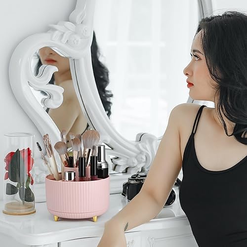 Miniatura 2 de Portalápices giratorio para escritorio, organizador de escritorio giratorio, 5 ranuras para bolígrafos con 50 hojas de notas adhesivas para escuela,