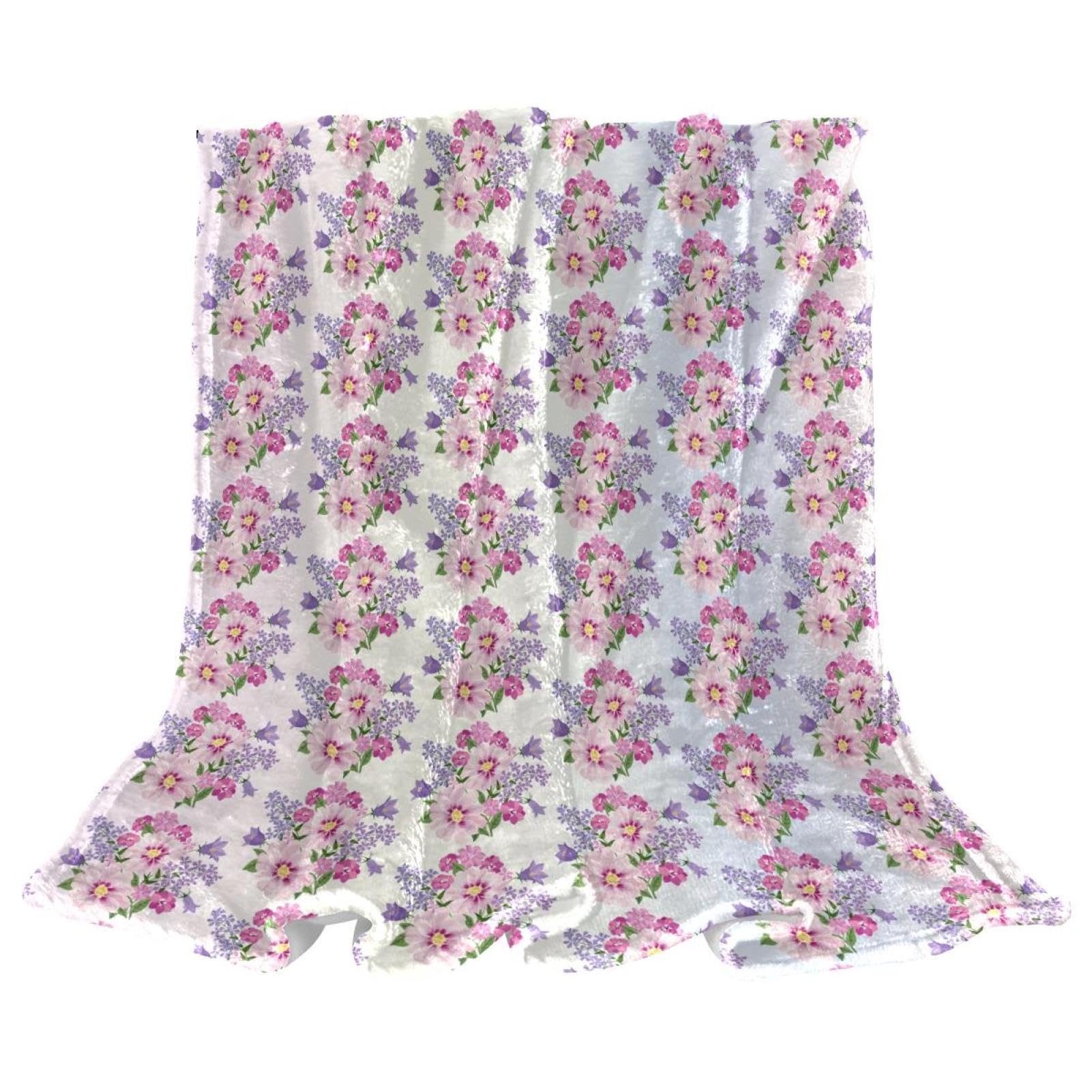 Couverture polaire microfibres à fleurs roses jeté de canapé 150x200cm