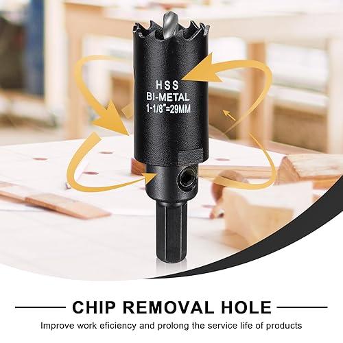 Miniatura 4 de Broca de sierra perforadora de 1 18 pulgadas para metal y madera, cortador de agujeros bimetálico M42 con profundidad de corte de 1.5 pulgadas para
